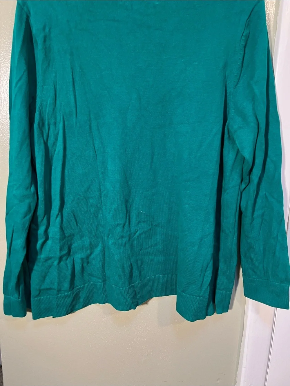 Karen Scott Women's Size Large V-Neck Pullover Sweater Kelly Green 100% Cotton